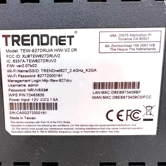 ⭐️TRENDnet 💯 ROUERT, DOUBLE BAND, 2.4G & 5G, MODEL #: TEW-827DRU/A - Picture 7 of 9